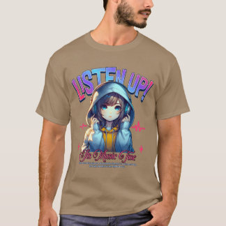 listen up to music friend tシャツ