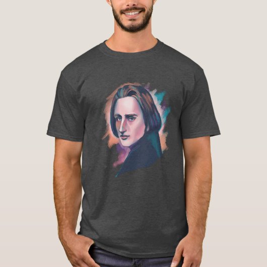 Liszt Colorful Watercolor Portrait Tシャツ (正面)