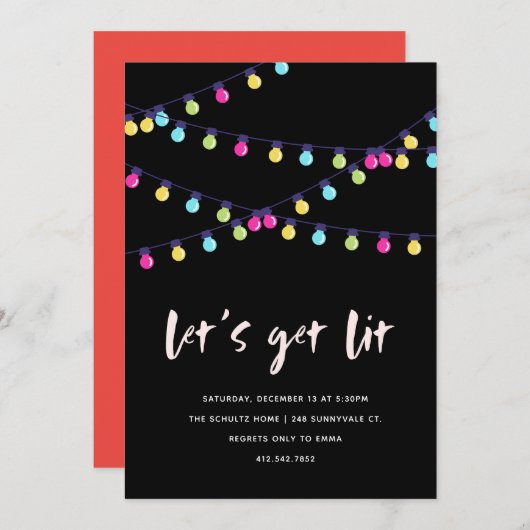 Litに新年のパーティの招待状を得るために割り当てます 招待状 (正面/裏面)