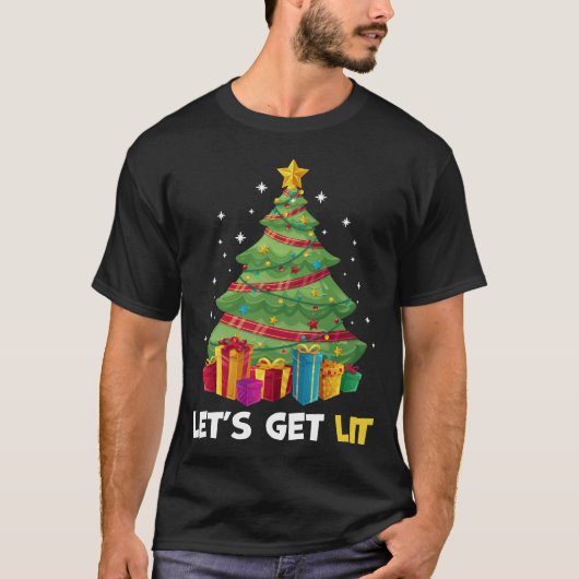 Litはおもしろいなクリスマスの飲むTシャツを得よう Tシャツ (正面)
