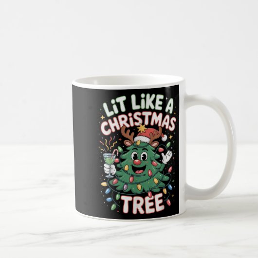Lit Like A Christmas Tree Cute Xmas Festive Holida コーヒーマグカップ (右)