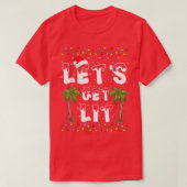 Lit Palm Tree Christmas Lightsクリスマス Tシャツ (デザイン正面)