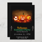 Lit Up Jack-O' Lanterns Black Halloween 招待状 (正面/裏面)