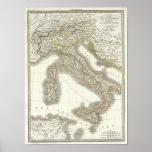 L'Italie -イタリアの地図 ポスター
