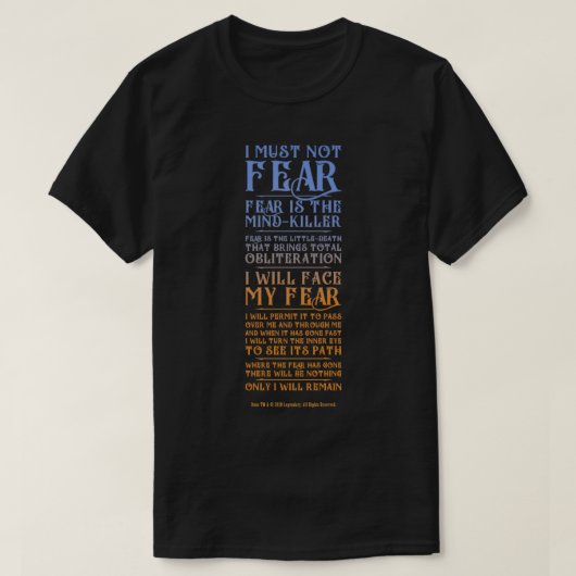 Litany Against Fear Dune 2021 Tシャツ (デザイン正面)