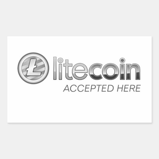 Litecoinは長方形のステッカーをここに受け入れました 長方形シール (正面)