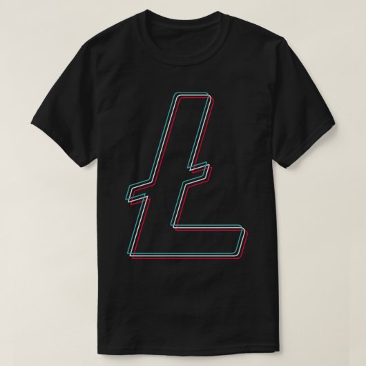 Litecoinブルーピンクのグリッチモダンタイポグラフィアートギ Tシャツ (デザイン正面)