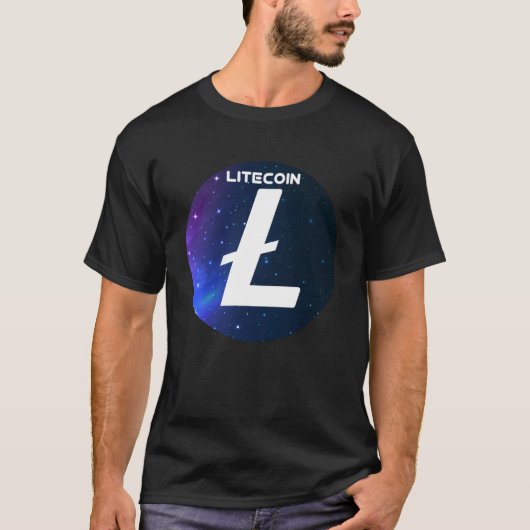 Litecoin Cryptocurrency宇宙銀河系LTC Crypto Mo Tシャツ (正面)