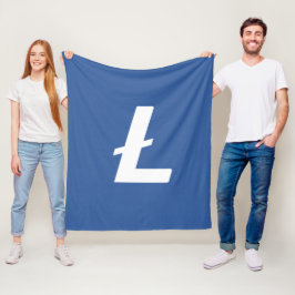 Litecoin Cryptocurrency LTCロゴブルーシンプル フリースブランケット