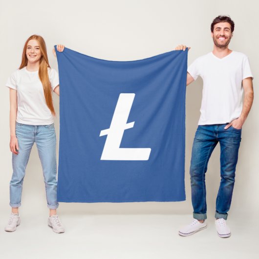 Litecoin Cryptocurrency LTCロゴブルーシンプル フリースブランケット (インサイチュ)