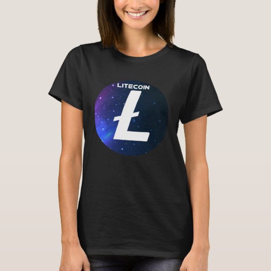 Litecoin Cryptocurrency Space Galaxy LTC Crypto Mo Tシャツ (正面)