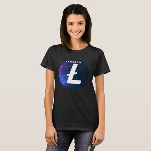 Litecoin Cryptocurrency Space Galaxy LTC Crypto Mo Tシャツ (正面フル)