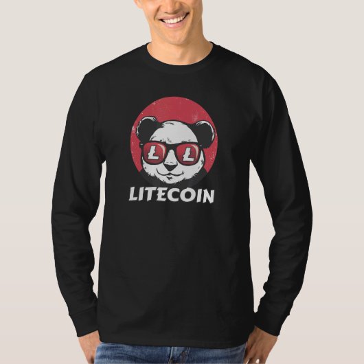 Litecoin Ltcかわいいクリプトパンダサングラスレトロ Tシャツ (正面)