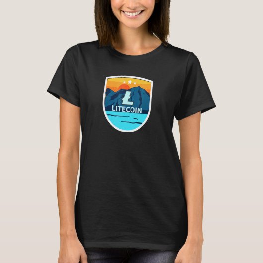 Litecoin Ltcマウンテンバッジクリプト通貨Sunris Tシャツ (正面)