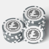 Litecoin LTC 8-Bitロゴ | ポーカー チップ (積み重ね)