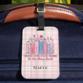 Literary Blooms Book Stack Soft Plaid  ラゲッジタグ