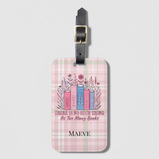 Literary Blooms Book Stack Soft Plaid ラゲッジタグ (正面縦)