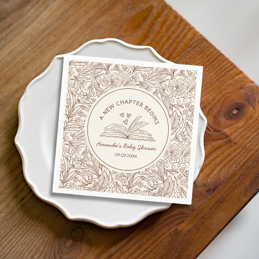 Literary Book Baby Shower A New Chapter Begins   スタンダードカクテルナプキン