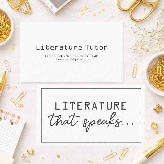 Literature that speaks, literature private lessons 名刺