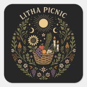 Litha Picnic Summer Solstice Celestial Art スクエアシール (正面)