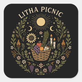 Litha Picnic Summer Solstice Celestial Art スクエアシール