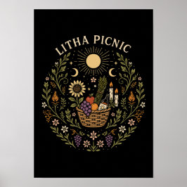 Litha Picnic Summer Solstice Celestial Art ポスター