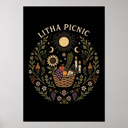 Litha Picnic Summer Solstice Celestial Art ポスター (正面)