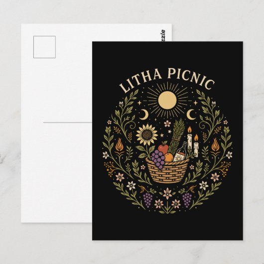 Litha Picnic Summer Solstice Celestial Art ポストカード (正面/裏面)