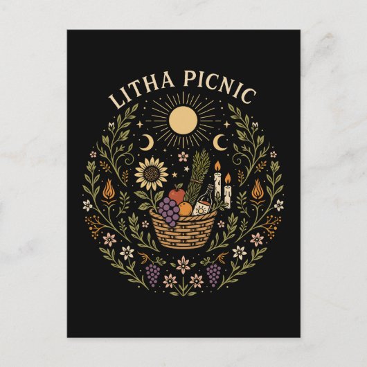 Litha Picnic Summer Solstice Celestial Art ポストカード (正面)