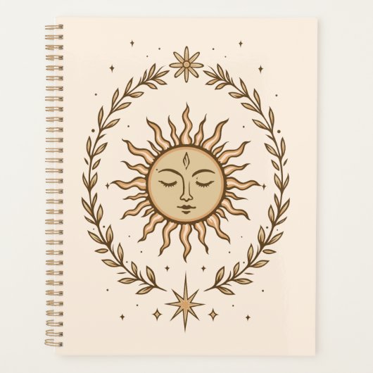 Litha Sun Face Botanical Wreath Celestial Art プランナー手帳 (正面)