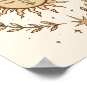 Litha Sun Face Botanical Wreath Celestial Art ポスター (角)