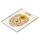 Litha Sunflower Wheel Summer Solstice Celestial ノートブック (左側)