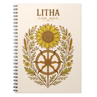 Litha Sunflower Wheel Summer Solstice Celestial ノートブック