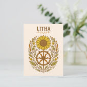 Litha Sunflower Wheel Summer Solstice Celestial ポストカード (スタンド正面)