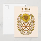 Litha Sunflower Wheel Summer Solstice Celestial ポストカード (正面/裏面)