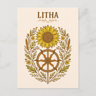 Litha Sunflower Wheel Summer Solstice Celestial ポストカード