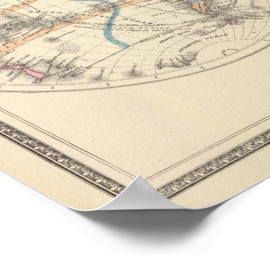 Lithographed World Map ポスター (角)