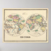 Lithographed World Map ポスター (正面)