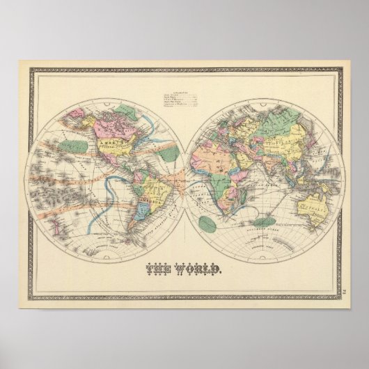 Lithographed World Map ポスター (正面)