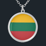 Lithuania Flag シルバープレートネックレス<br><div class="desc">Patriotic flag of Lithuania.</div>