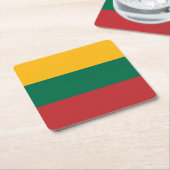 Lithuania Flag スクエアペーパーコースター (アングル)