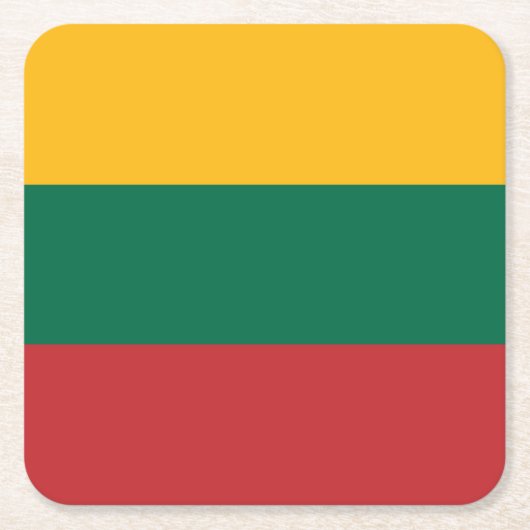 Lithuania Flag スクエアペーパーコースター (正面)