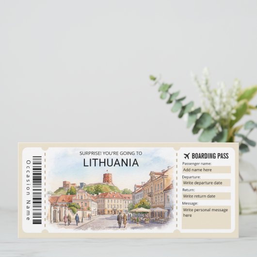 Lithuania Trip Boarding Pass Ticket 招待状 (スタンド正面)