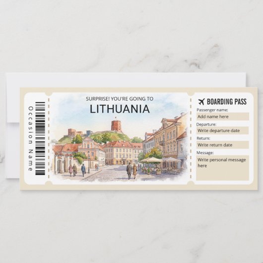 Lithuania Trip Boarding Pass Ticket 招待状 (正面)