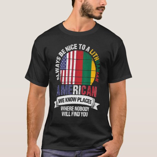 Lithuanian American We know Places where Lithuania Tシャツ (正面)