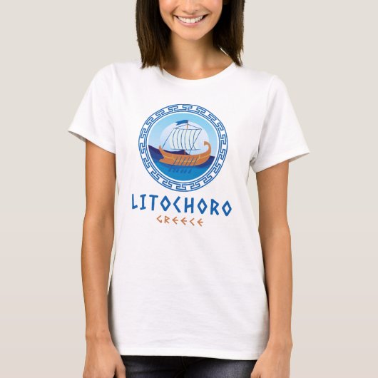 Litochoro, Greeceギリシャ船デザイン女子大学 Tシャツ (正面)