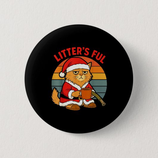 Litter’s Full Cat Christmas Costume Tired Litter’s 缶バッジ (正面)