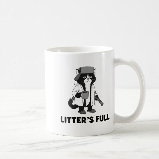 Litter’s Full Funny Cat Christmas Humor Quote Long コーヒーマグカップ (右)