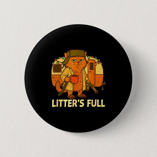 Litter’s Full Funny Cat Lovers Christmas For Men W 缶バッジ (正面)