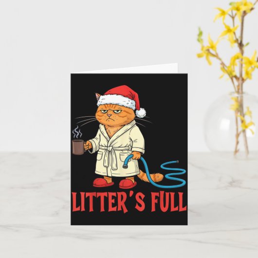 Litter’s Full Funny Cat Lovers Christmas Xmas  カード (黄色い花)